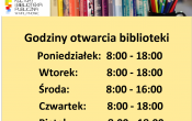Poniedzialek:  8:00 - 18:00 Wtorek: 8:00 - 18:00 Sroda:8:00 - 16:00 Czwartek:8:00 - 18:00 Piatek 8:00 - 18:00 