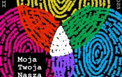 Na czarnym tle widnieją duże kolorowe plamy przypominające odciski palców, które nachodząc na siebie tworzą nowe kolory